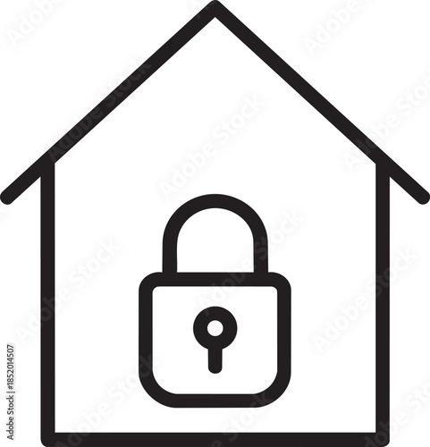 Home Security Locked House and Padlock Icon
