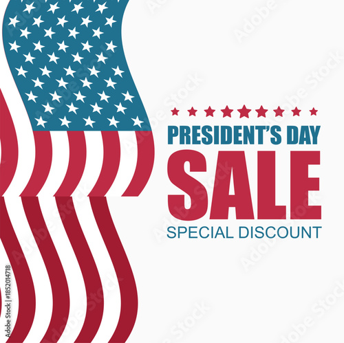 Presidents Day Sale Banner with American Flag and Special Discount