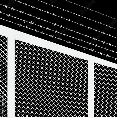 Wire net background vector illustration, black wire mesh isolated, barrier net metal wall, barbed wire fence, black grid for backdrop, fence barb for construction zone, wire grid of fence