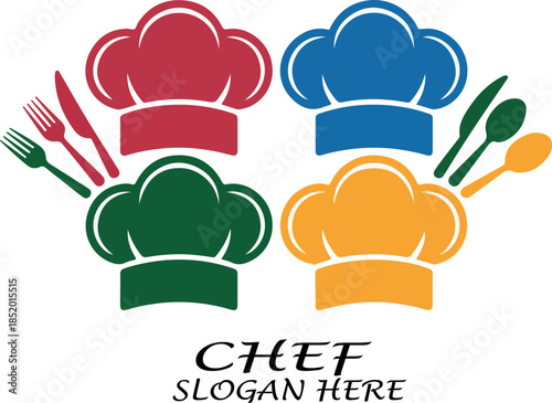 Chef hat logo icon vector white background .