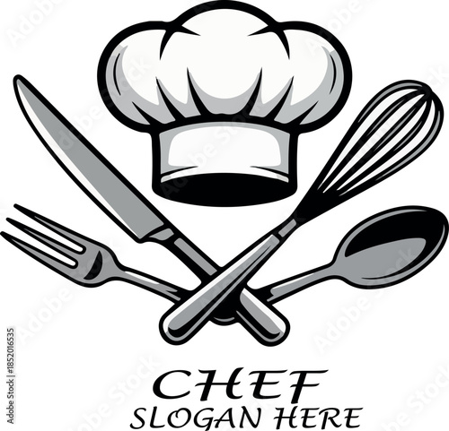 Cheaf hat restaurant cooking logo vector .