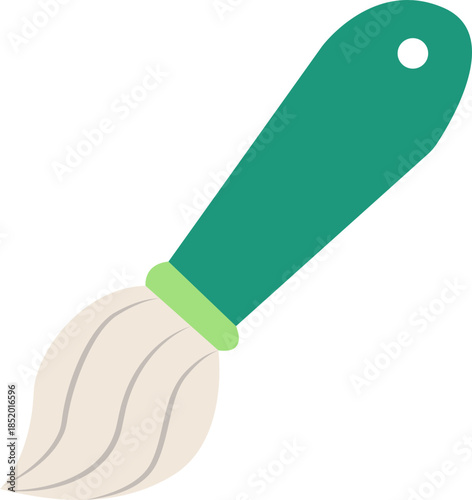 Artistic Touch: A painter's brush with a green handle, poised to add color and life to a blank canvas, embodying creativity and artistic expression. 