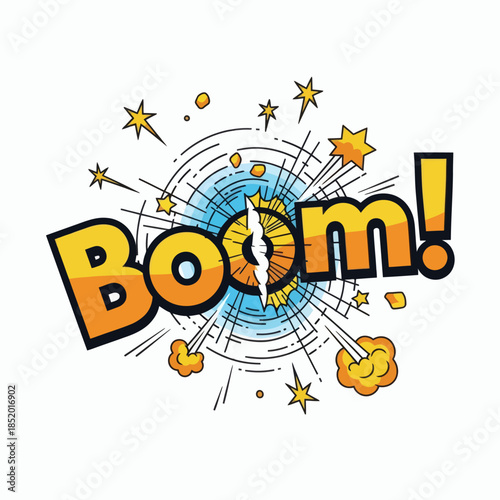 Boom Comic Book Style Explosion Word Art.