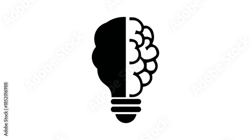 Creative Brain and Lightbulb Concept Icon. Symbolizing Intelligence, Idea Generation, Innovation, and Problem Solving.