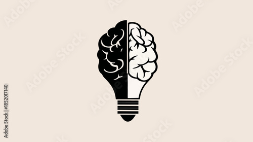 Creative Brain Lightbulb Concept Illustration Symbolizing Idea Generation, Innovation, Intelligence, and Problem Solving