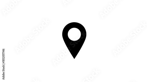 Black Location Pin Icon. GPS Navigation Map Marker. Destination Pointer Symbol Graphic. Point of Interest.