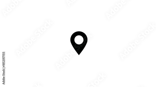 Minimalist Black Location Pin Icon on White Background. Map Pointer, GPS Marker, Navigation Symbol for Geolocation and Address.