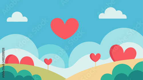 Landscape with heart shaped hills