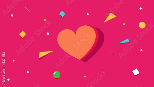 Colorful heart on pink background