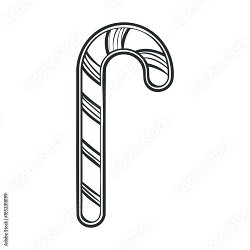 Capture the festive spirit with this classic striped candy cane drawing, perfect for holiday greetings, winter season promotions, and sweet treat advertisements.