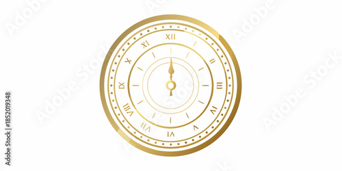 An ornate golden pocket watch face with roman numerals and delicate details