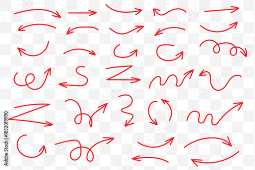 Hand drawn curved and straight arrow set. Black grunge sketch arrow collection. Doodle sketched pointers and direction lines. Wavy and zigzag brush stroke bundle for flyer, poster, brochure. Vector