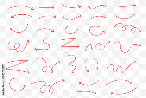 Hand drawn curved and straight arrow set. Black grunge sketch arrow collection. Doodle sketched pointers and direction lines. Wavy and zigzag brush stroke bundle for flyer, poster, brochure. Vector