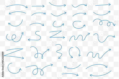 Hand drawn curved and straight arrow set. Black grunge sketch arrow collection. Doodle sketched pointers and direction lines. Wavy and zigzag brush stroke bundle for flyer, poster, brochure. Vector