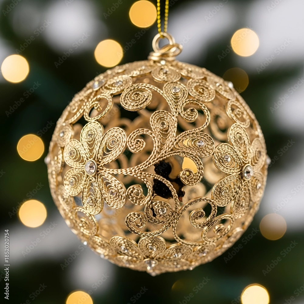 custom made wallpaper toronto digitalBeautiful Intricate Gold Swirl Bauble Cute Christmas Ornament with Gem Details Background