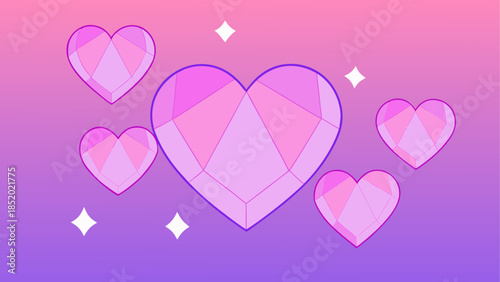 Large heart-shaped diamond surrounded by smaller hearts