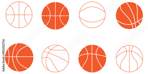 Basketball ball icons set. Basketball Line icon. Basketball ball isolated icon. Vector illustration.