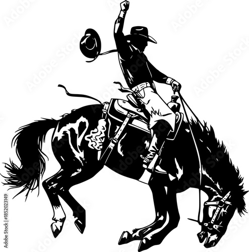 Rodeo Cowboy on Bucking Horse Silhouette
