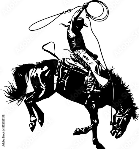 Rodeo Cowboy on Bucking Horse Silhouette
