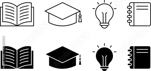Education Line and Fill Icons