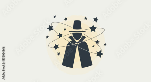 Mysterious Magician with Stars and Swirls.