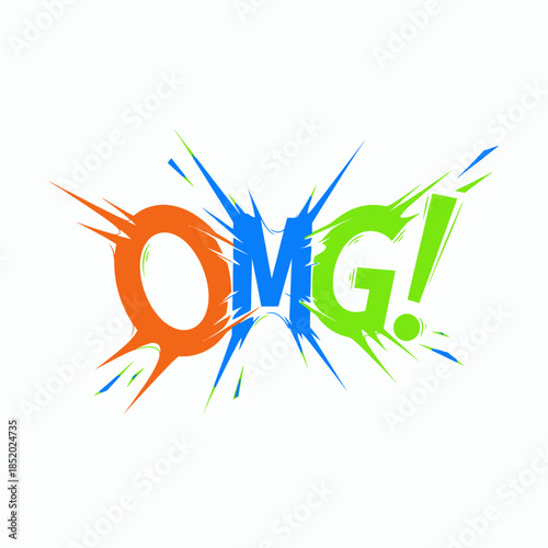OMG Colorful Comic Style Explosion Text Design.