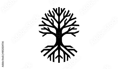 Geometric Tree of Life Silhouette Vector for Modern Tattoo Icon and Infographic Design