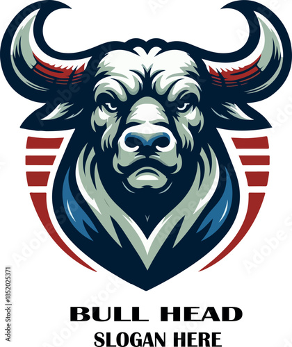 Bull head logo vector white background .