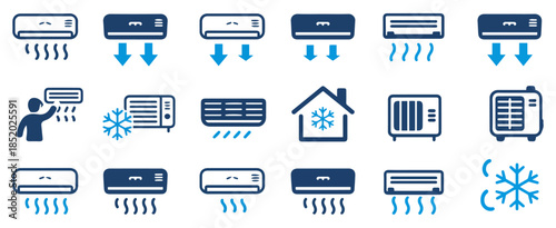 air conditioning cooling icon set