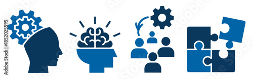 logic brain intelligence icon set
