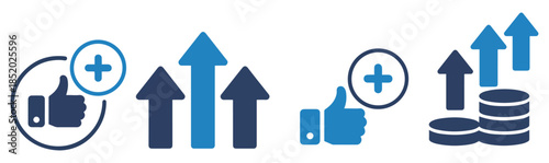 business advantage growth icon set