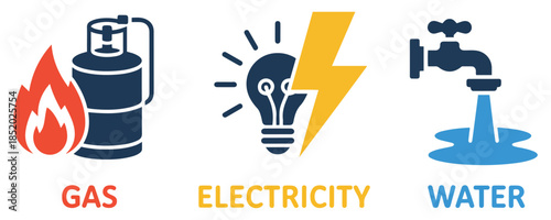 utility supply gas water electricity icon