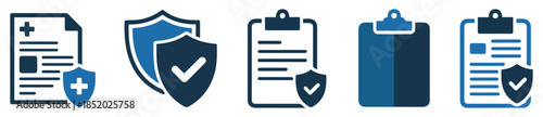 insurance policy document icon set