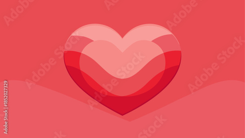 Vibrant red heart on pink background