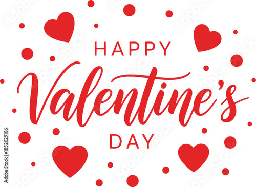 Happy Valentine's Day Vector with Hearts and Dots Design