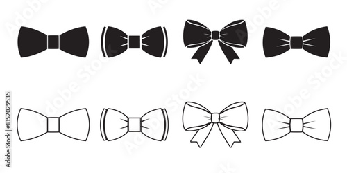 Assortment of eight bow tie and ribbon bow designs