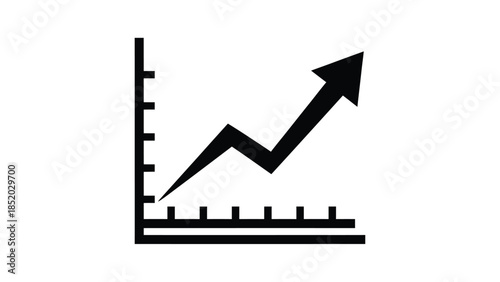 Simple black and white graph showing a positive upward trend