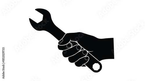 A hand firmly grasping a wrench symbolizing repair and mechanical work