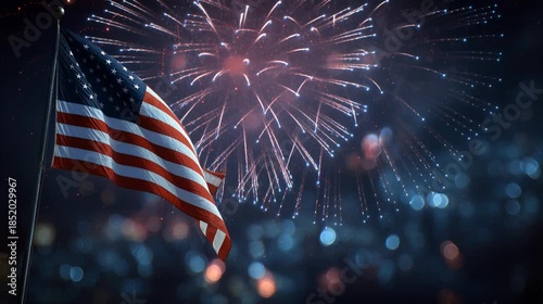 Vertical video: The American flag is flying proudly, symbolizing the holiday, unity and national spirit. Perfect for celebrating July 4th, Memorial Day or Veterans Day.