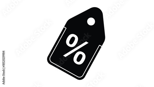 Black price tag with a percentage sign indicating a sale or discount
