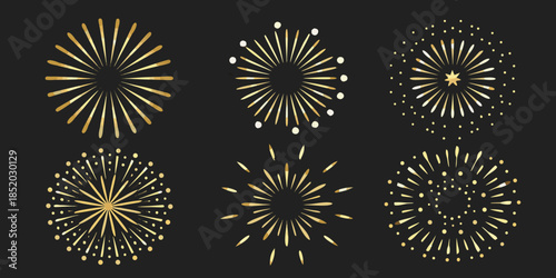 Golden firework displays a collection of radiant bursts and sparkling celebrations
