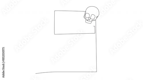 Animated Calaverita literaria concept one-line drawing