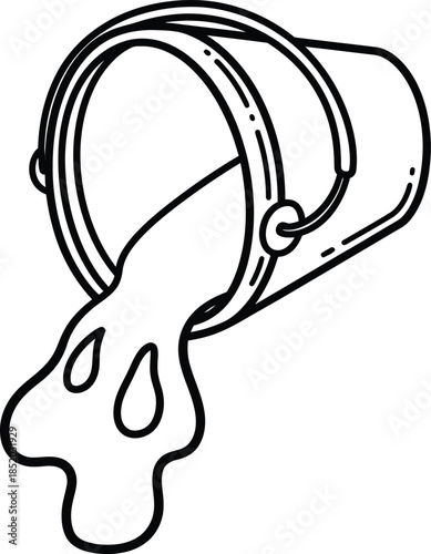 Bucket with paint spilling out