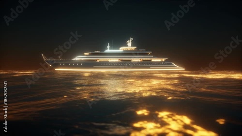 cruise ship at night