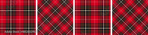 Red black seamless tartan design for textile, fabric, print and background.  New year Scottish plaid