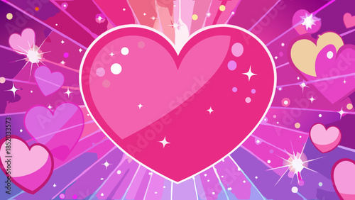 Radiant heart surrounded by sparkles