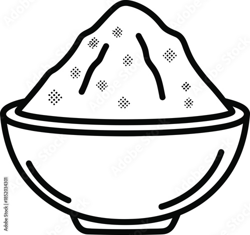 A bowl of rice or oatmeal with toppings