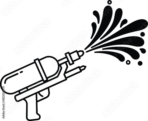 Black and white spray gun nozzle illustration