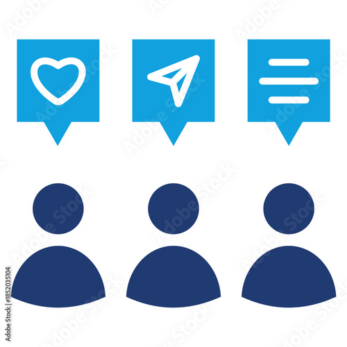 Audience Flat Blue Icon Vector Illustration