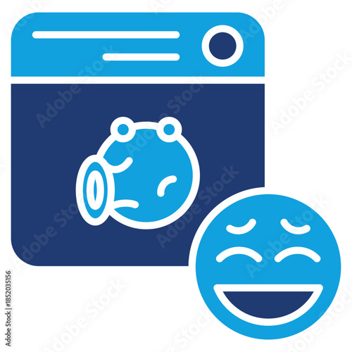 Meme Flat Blue Icon Vector Illustration